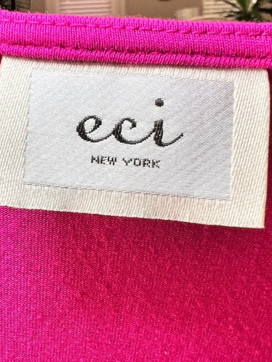 ECI Fushsia Beaded patchwork short sleeve tunic, V-neck blouse plus size XXL - Picture 5 of 11